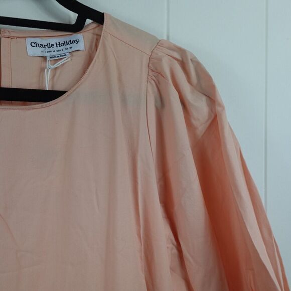 Charlie Holiday Womens Tiered Peach Maxi Dress Size 6 - Picture 4 of 8